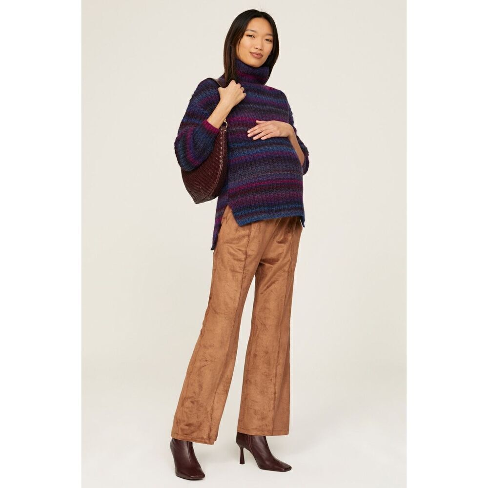 Hatch Purple Striped Maternity Sweater Oversized - Wool Blend